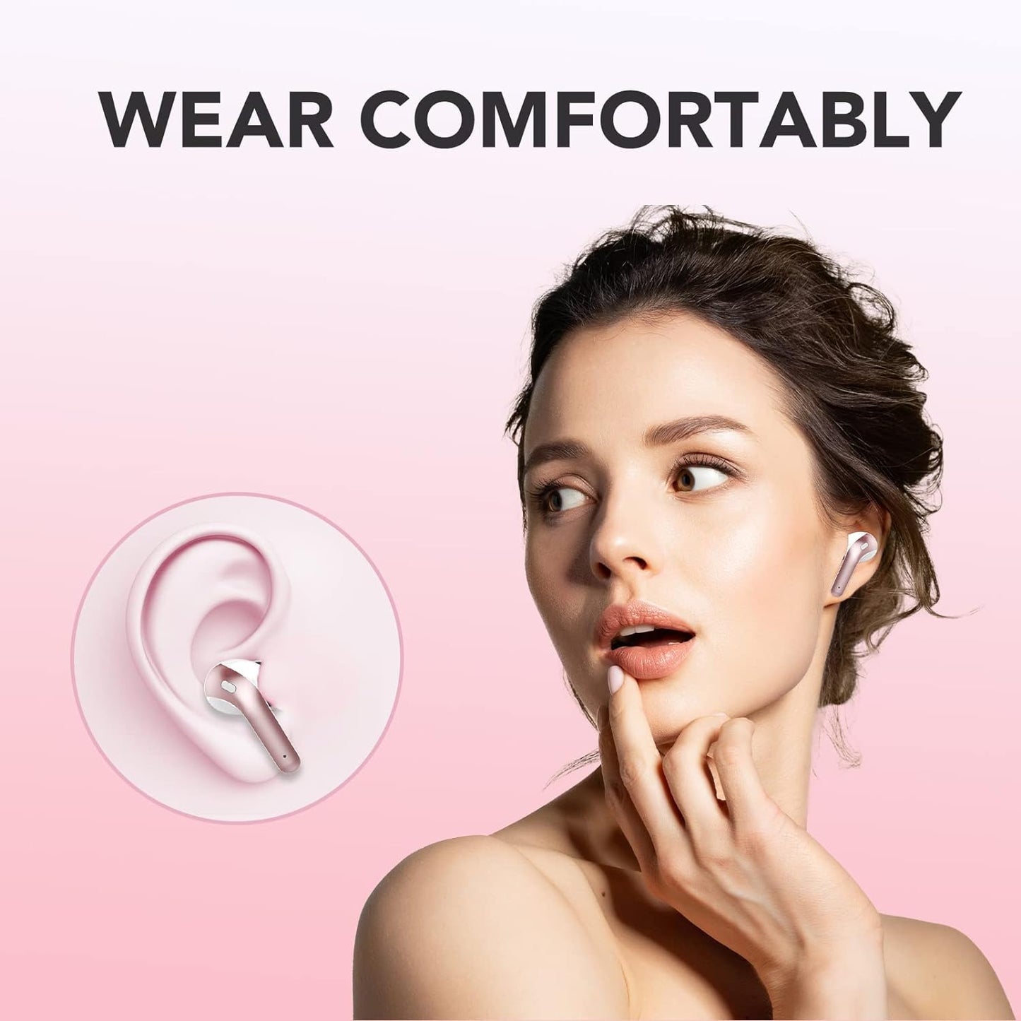 Ajblg Bluetooth Kopfhörer rosa In Ear Kabellos 35St Spielzeit IPX7 Wasserdicht LED Anzeige