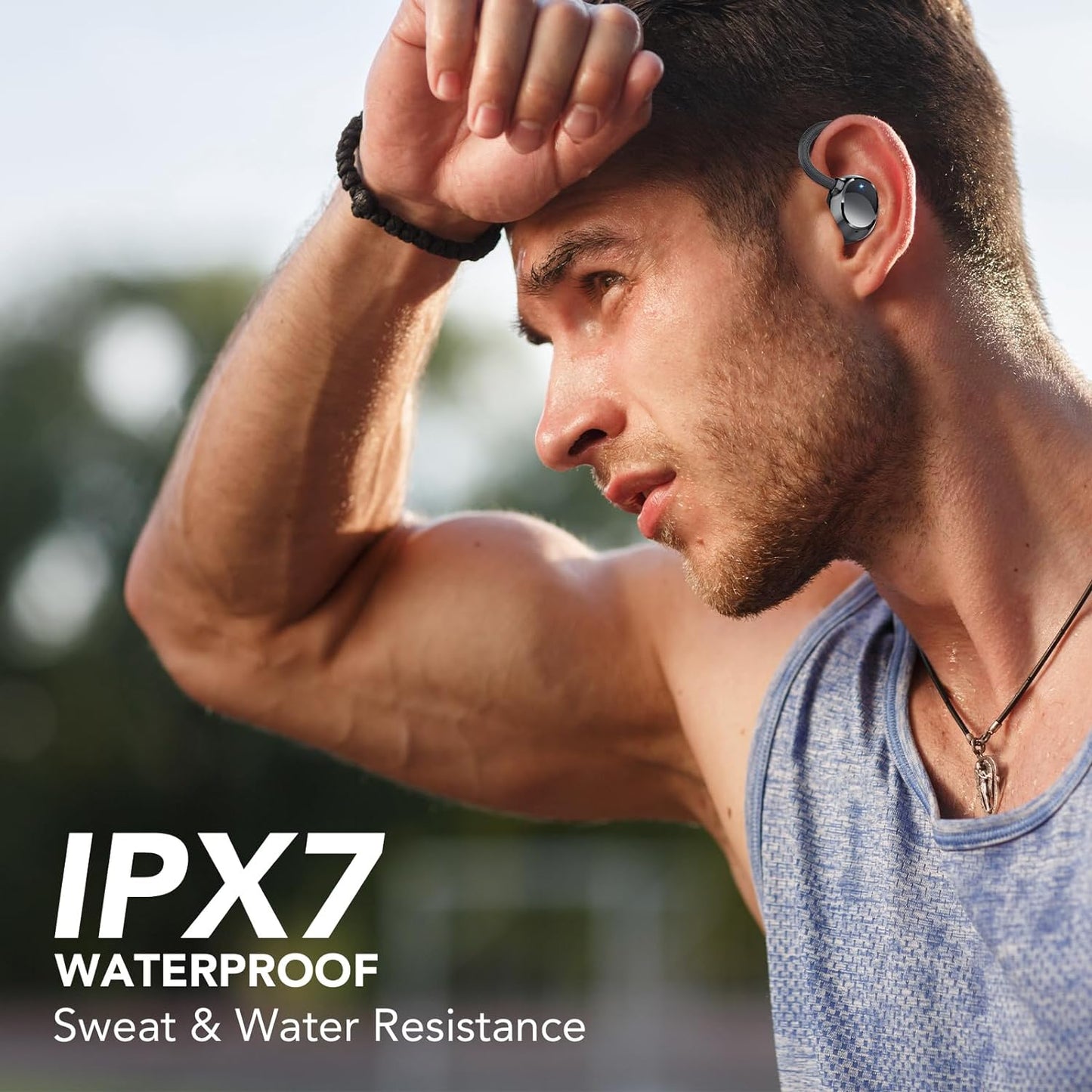 Bluetooth Kopfhörer Sport schwarz In Ear Kabellos 120h Akkuleistung IPX7 Wasserdicht LED Anzeige