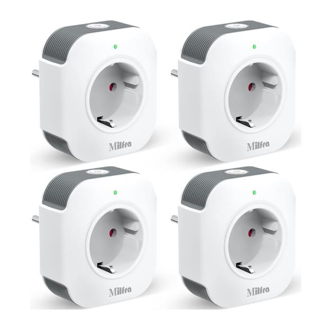 Milfra Smart Wlan Steckdose mit USB, 4er Pack, 16A, Alexa, Smart Home Plug