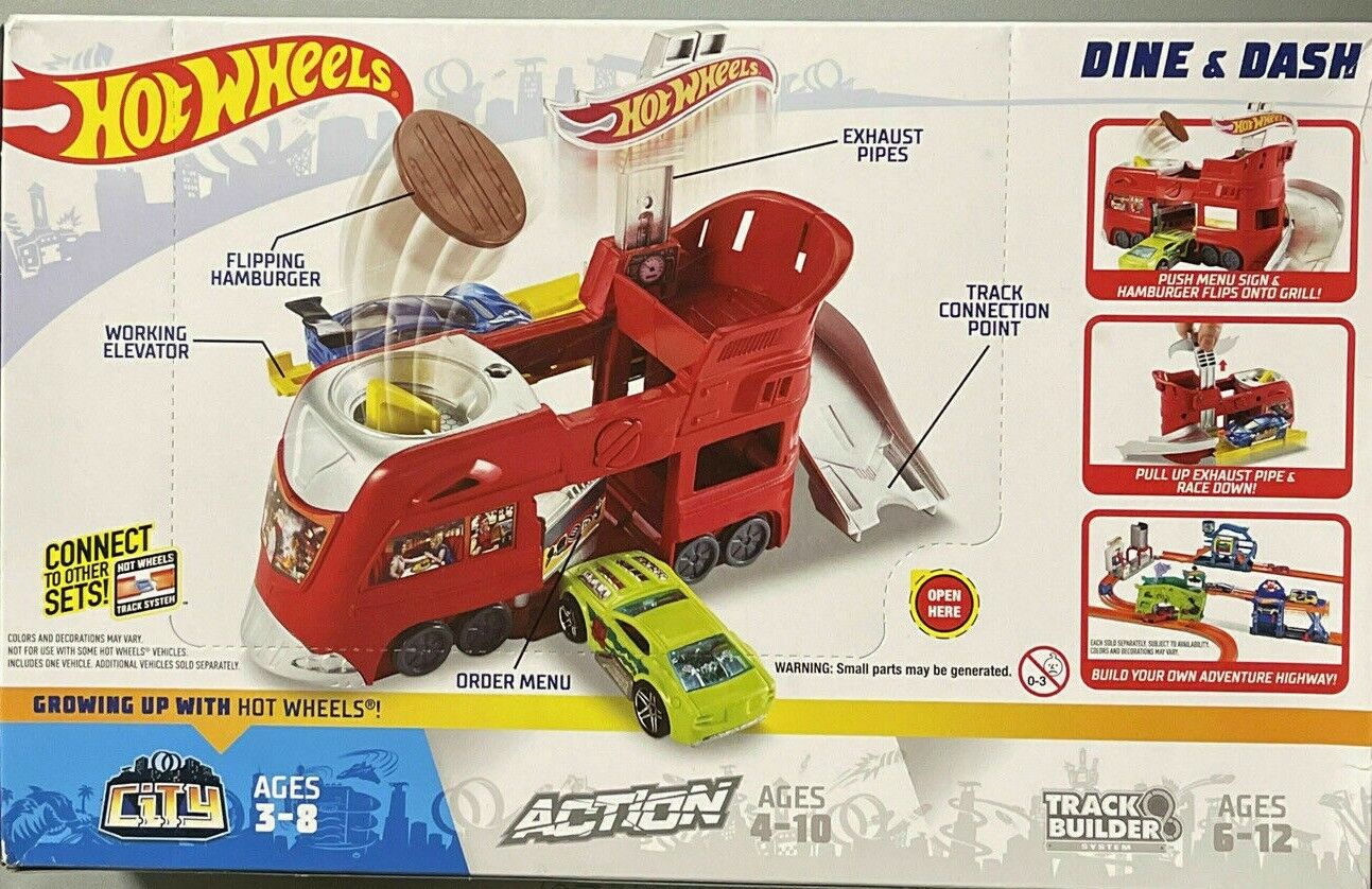 Hot Wheels Dine & Dash City Playset Action Spielzeug Kinder Fahrzeug Auto