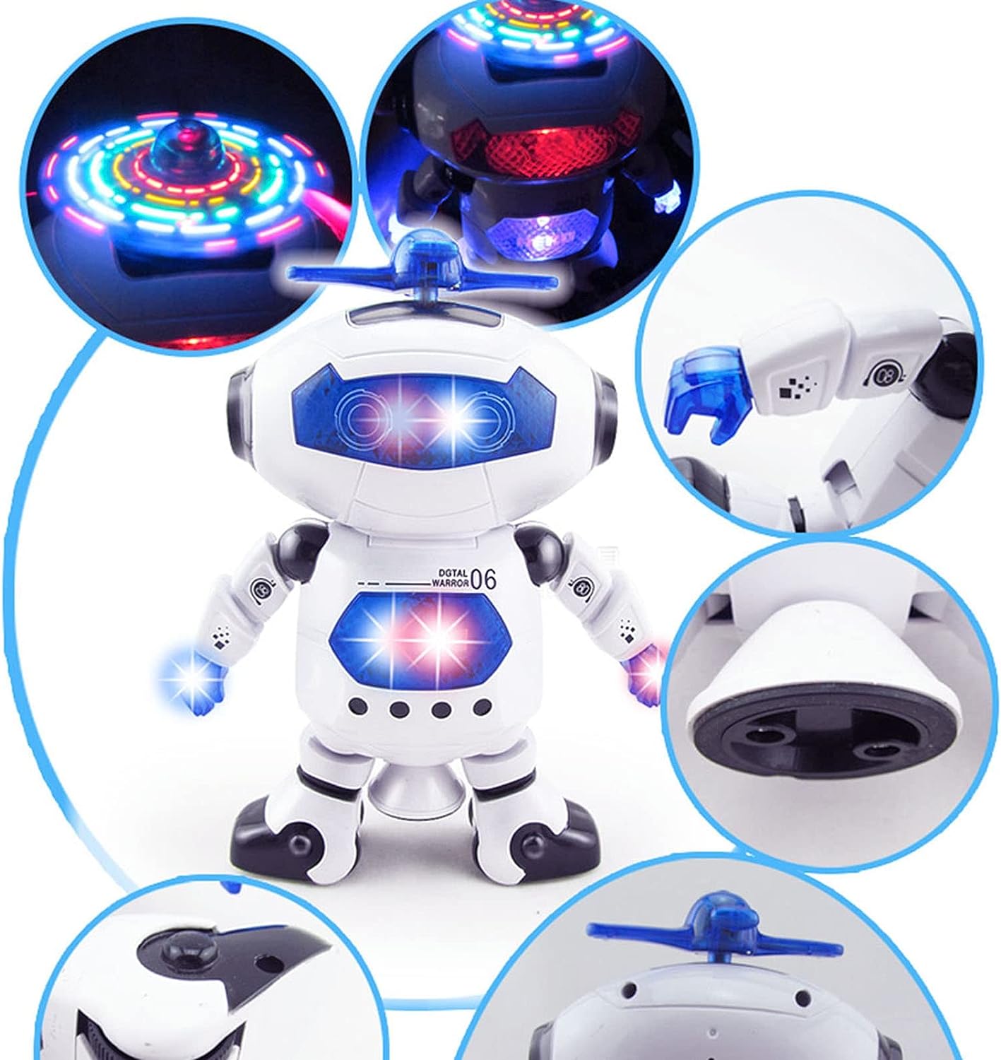Dancing Robot - Roboter Tänzer mit Bewegung, Licht und Ton Sound 360 Drehung