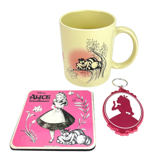 Alice Im Wunderland (Vintage) Geschenkset Tasse Untersetzter Schlüsselanhänger Disney