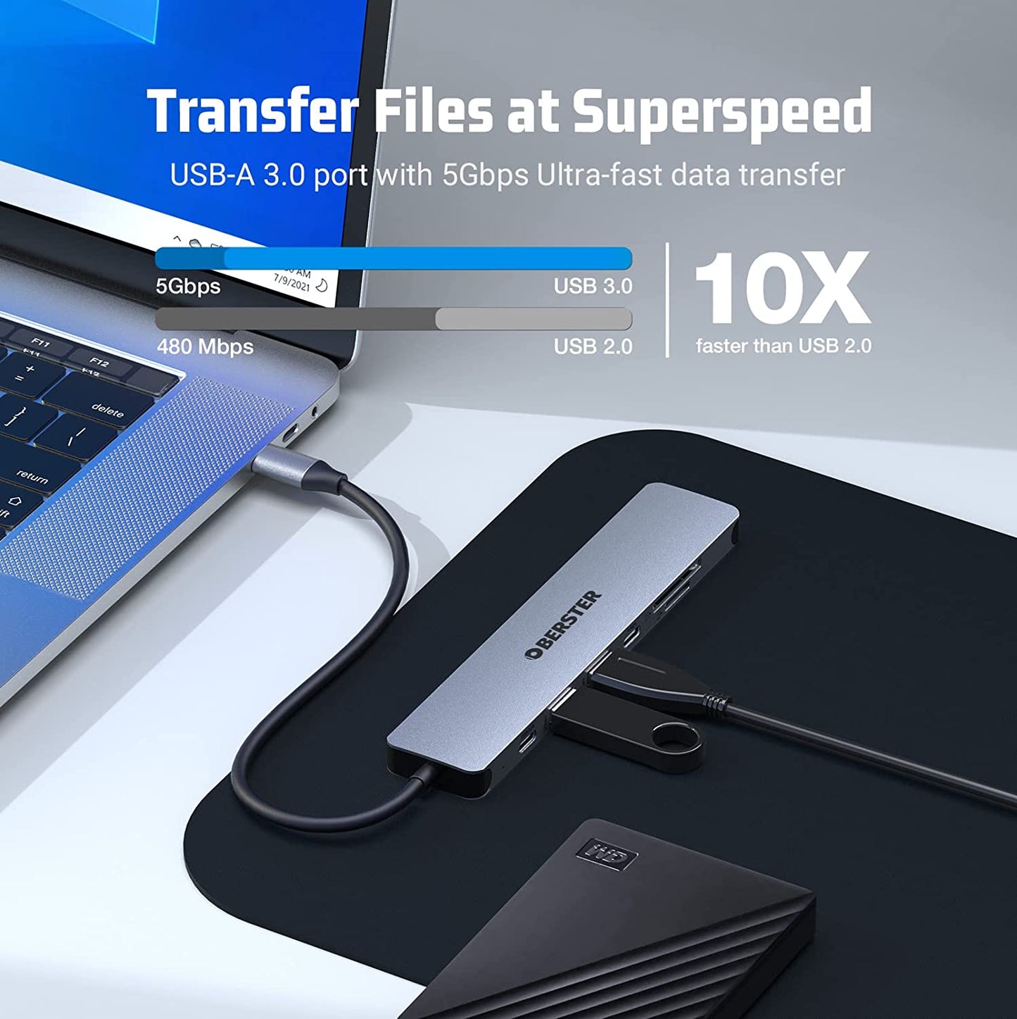 USB C Hub Adapter 4K HDMI 100W PD USB 3.0, SD TF Kartenleser Laptop MacBook Pro/Air Surface