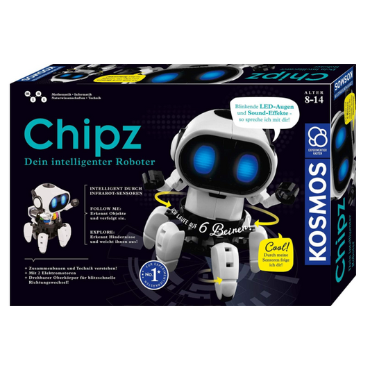 Kosmos 621001 - Chipz - Der intelligente Roboter für Kinder, folgt Bewegungen, weicht aus, Licht Sound Spielzeug