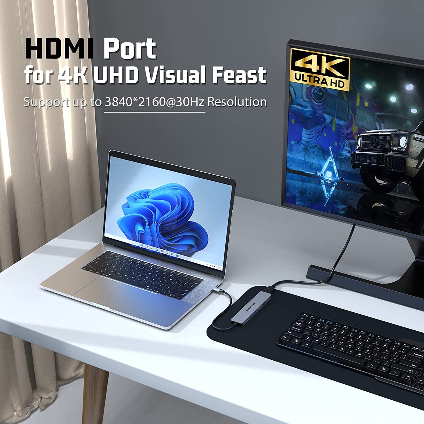 USB C Hub Adapter 4K HDMI 100W PD USB 3.0, SD TF Kartenleser Laptop MacBook Pro/Air Surface