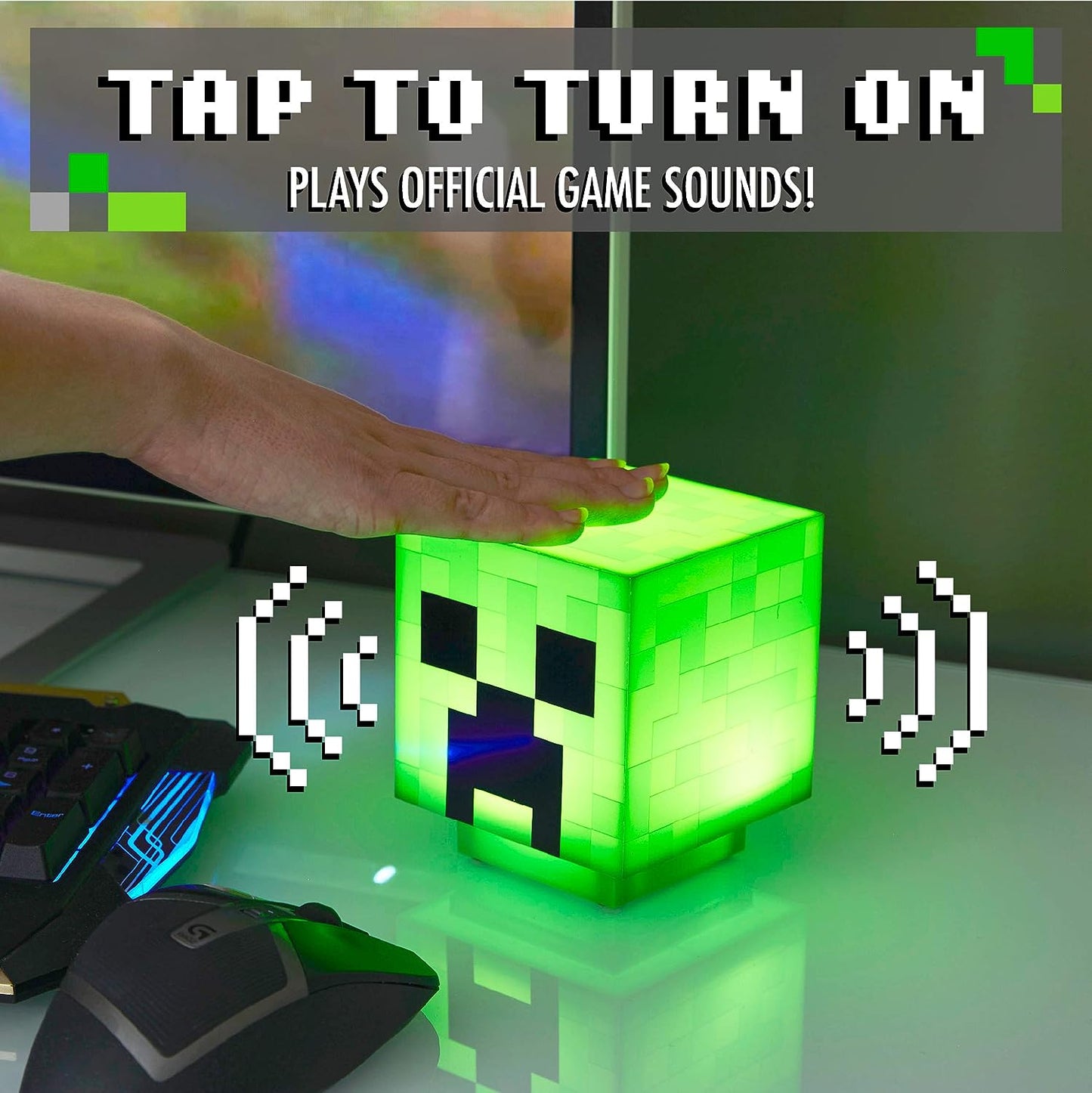 Minecraft Creeper Light mit offiziellen Creeper-Sounds, tragbares Nachtlicht