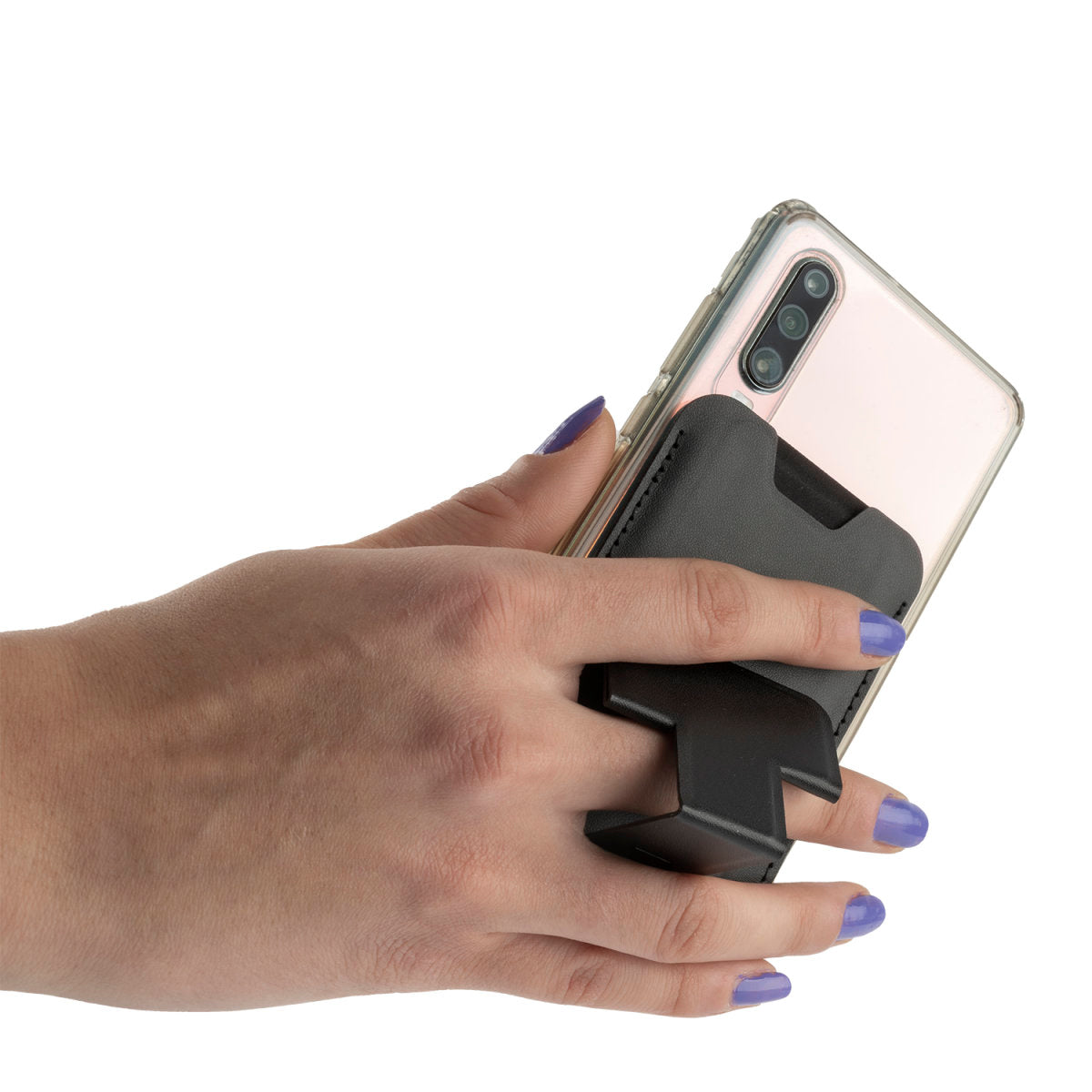Kickstand Wallet schwarz Karten-Etui Handy Smartphone Halterung for Apple Ihpone Samsung & more