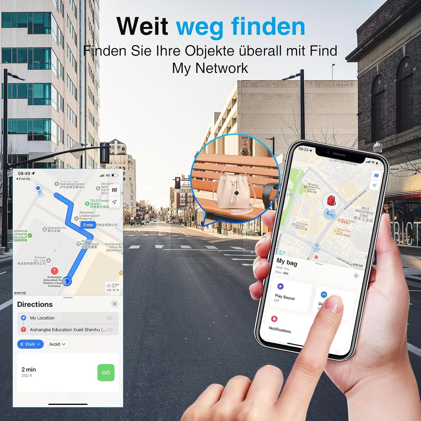 Smart Tag - Air Tracker Tag 2er Pack (Apple iOS 14.5+) wasserdicht Bluetooth-Schlüsselfinder