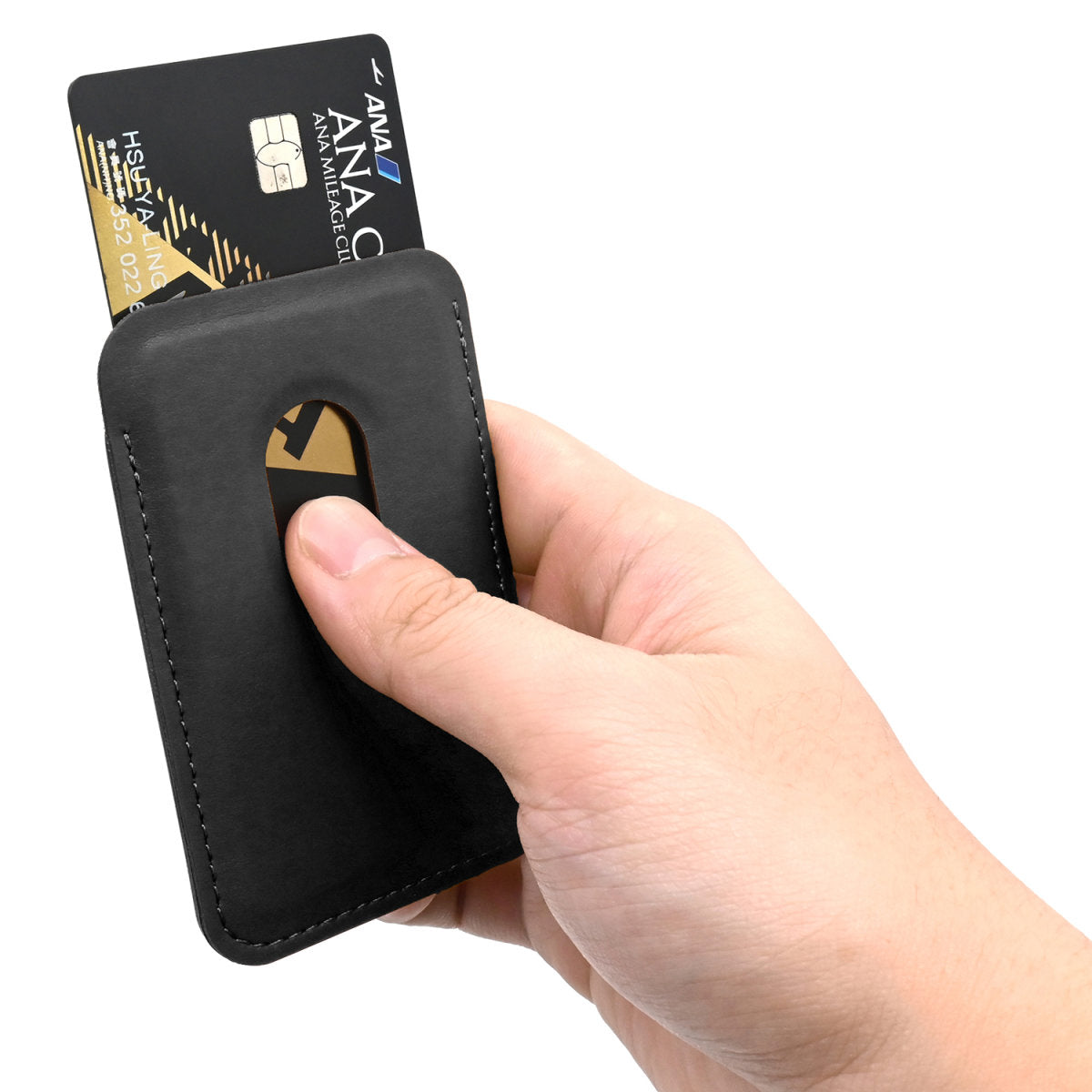 Kickstand Wallet schwarz Karten-Etui Handy Smartphone Halterung for Apple Ihpone Samsung & more