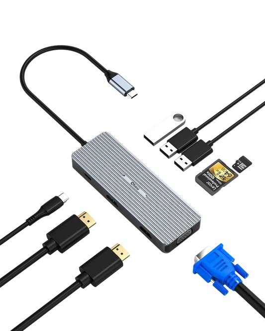 Hub USB C for MacBook 9 in 1 Docking Station Dual Monitor 4 K HDMI, SD/TF Kartenleser