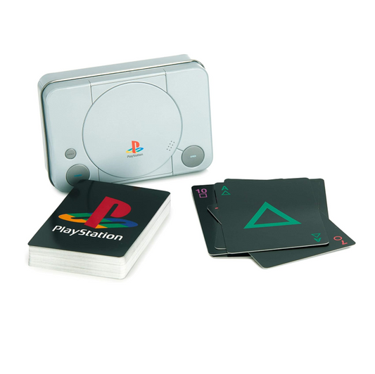 Paladone Playstation Spielkarten und Konsole  als Tin Box – Standard Deck für Gamer