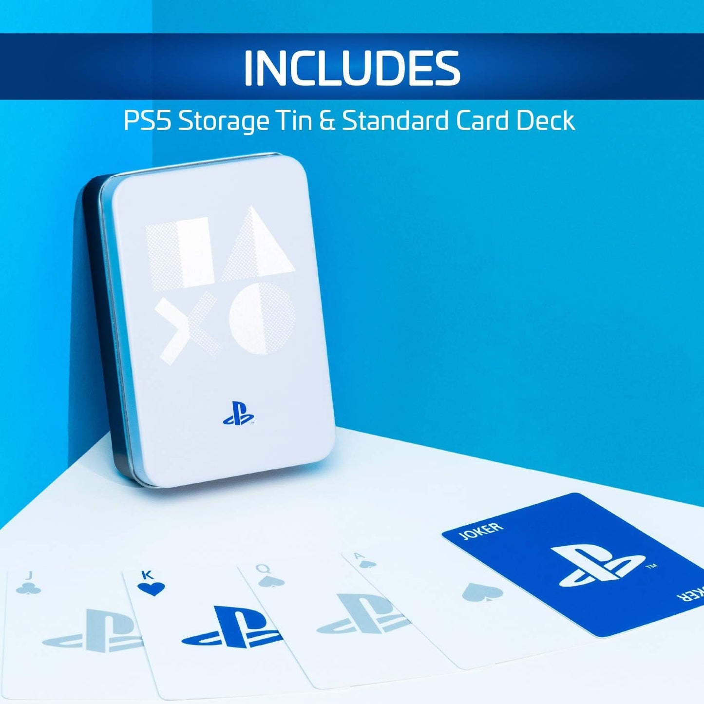 Paladone Playstation PS5 Spielkarten und Konsole  als Tin Box – Standard Deck für Gamer