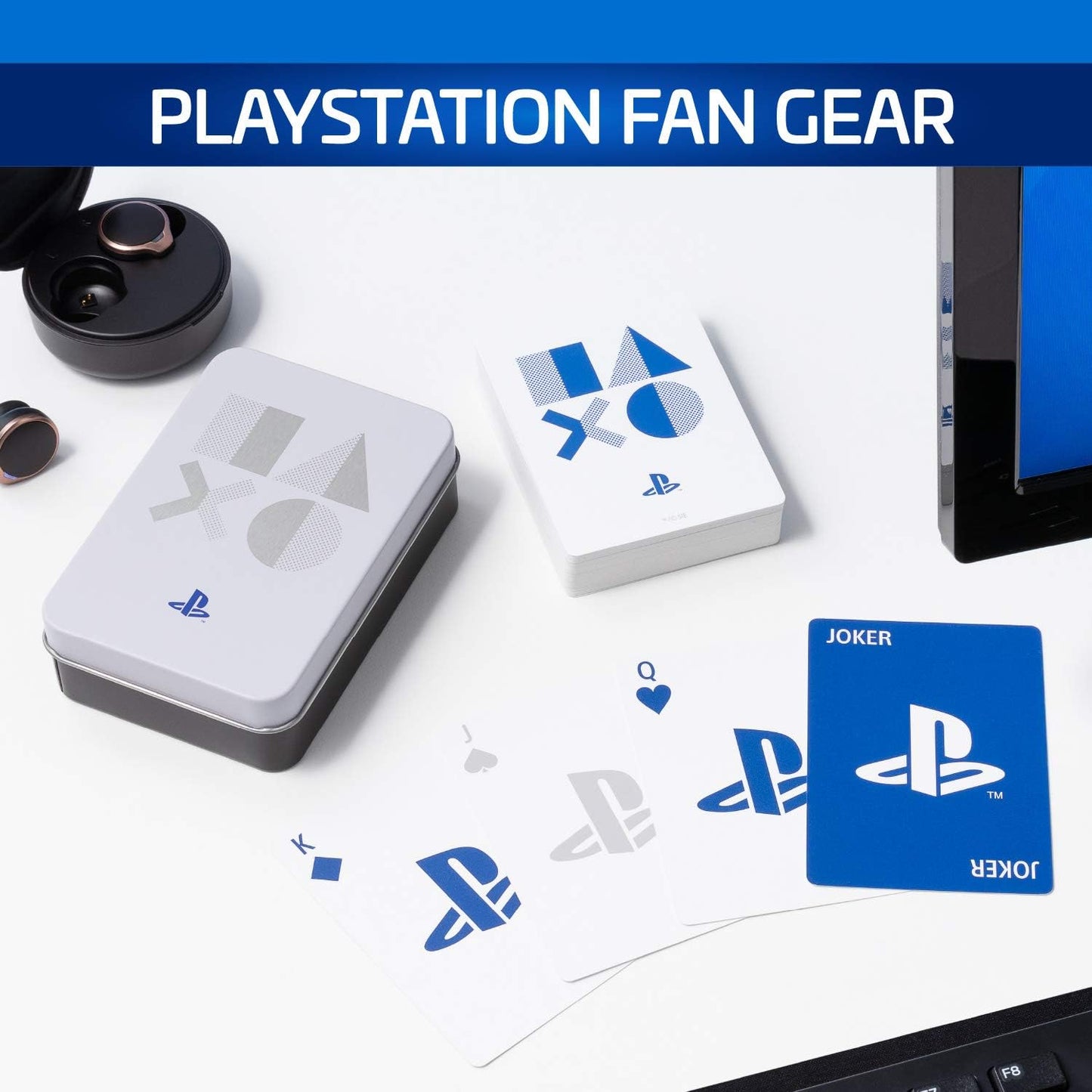 Paladone Playstation PS5 Spielkarten und Konsole  als Tin Box – Standard Deck für Gamer