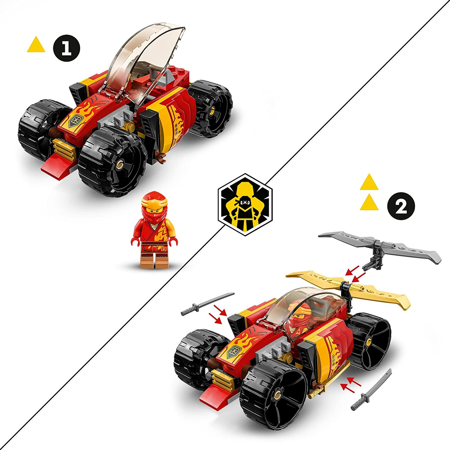 Lego 71780 NINJAGO Kais Ninja-Rennwagen EVO 2in1 zu Geländewagen Fahrzeug