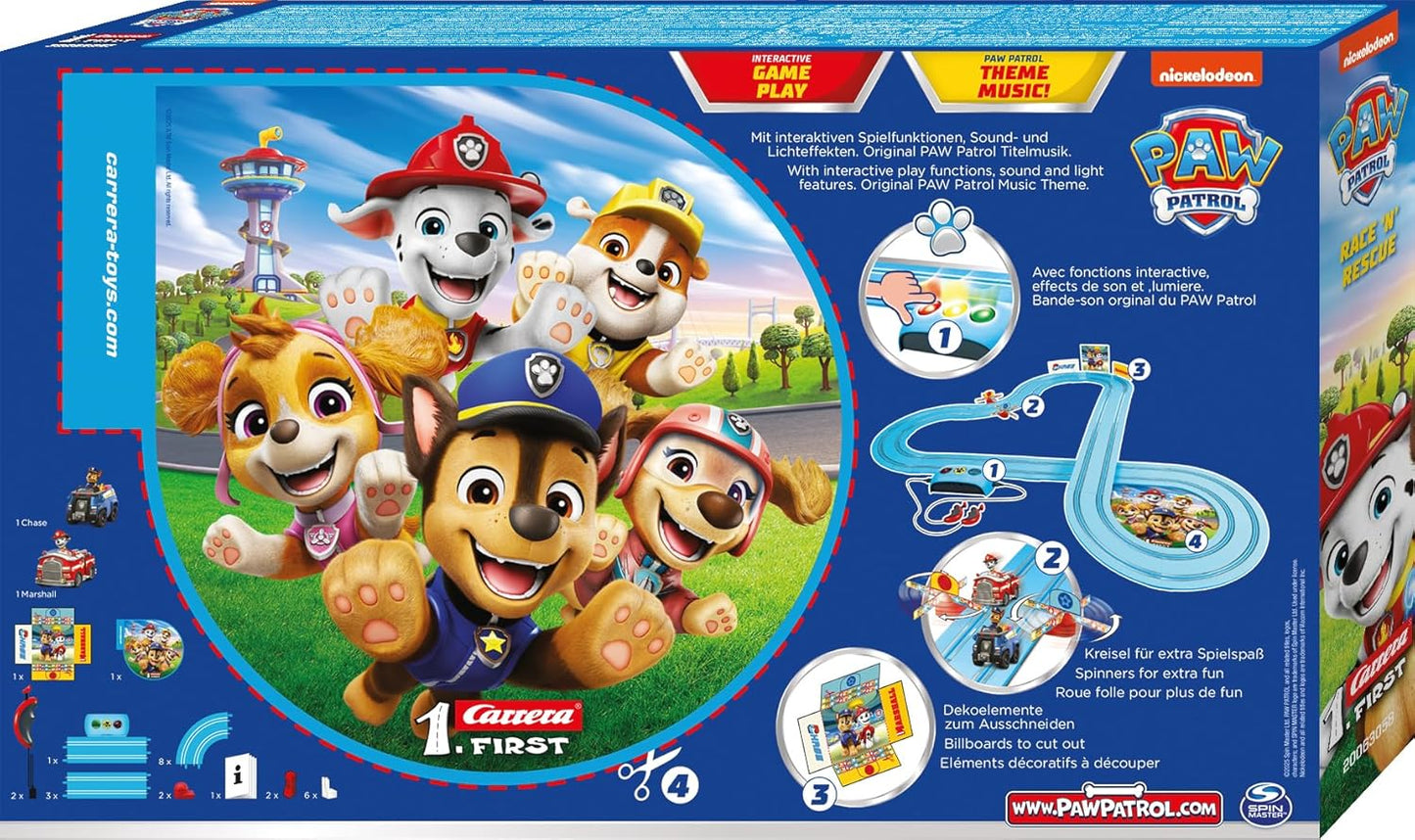Carrera First PAW Patrol 3,5m Rennbahn Spielbahn für Kinder mit Licht & Sound - B-Ware