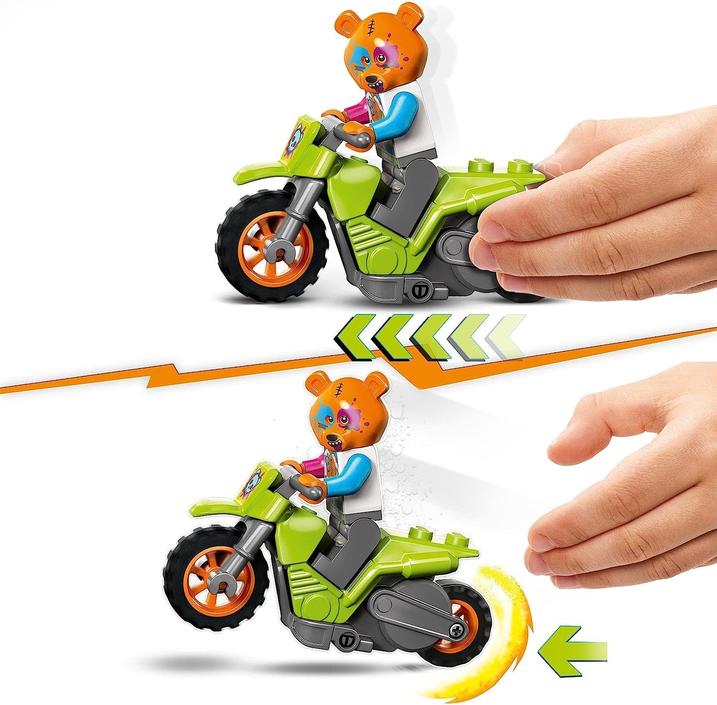 LEGO 60356 City Stuntz Bären-Stuntbike Motorrad Spielzeug mit Rennfahrer Minifigur