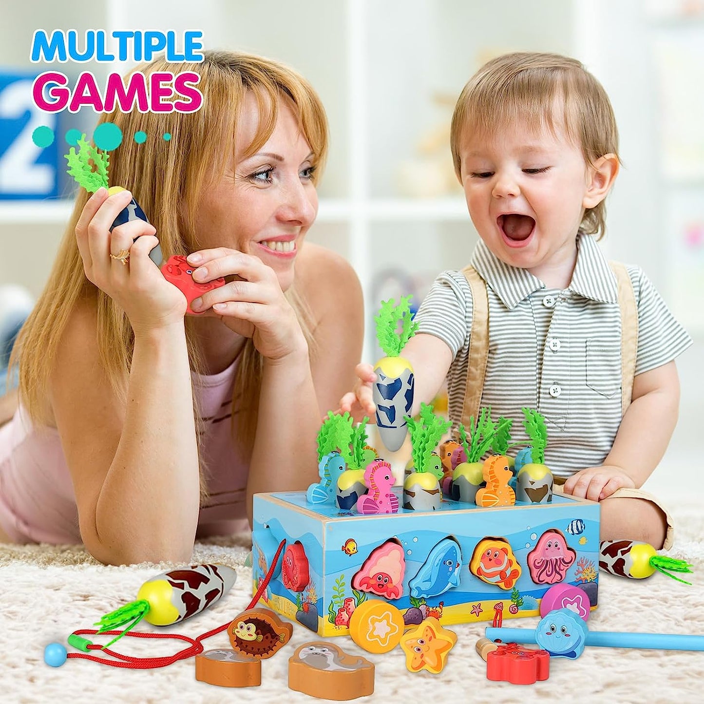Magnetisches Angelspiel Montessori Spielzeug Holzspielzeug Motorikspielzeug Lernspielzeug