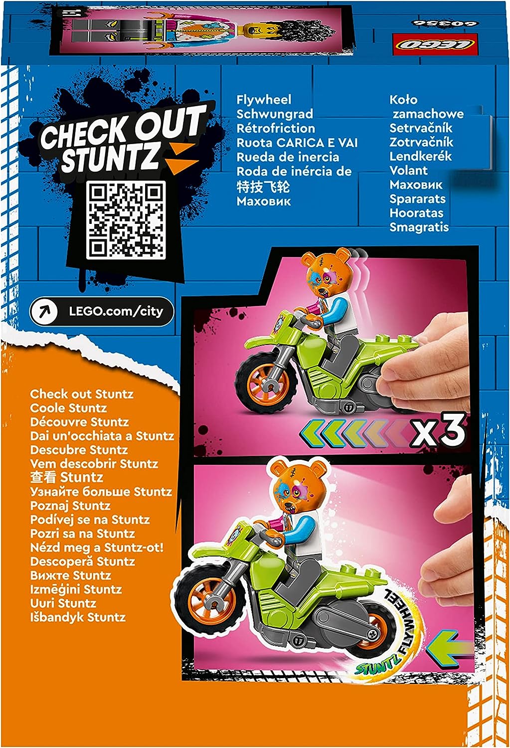 LEGO 60356 City Stuntz Bären-Stuntbike Motorrad Spielzeug mit Rennfahrer Minifigur