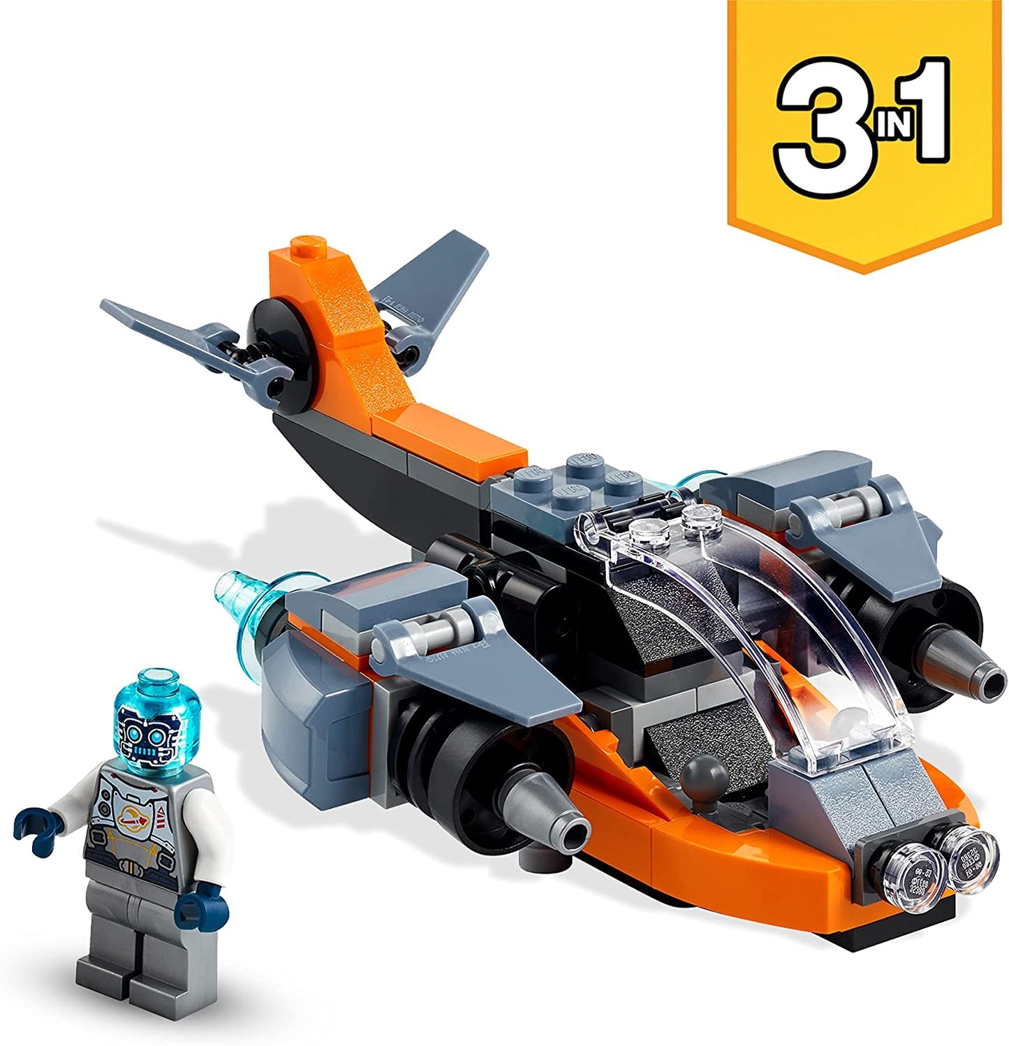 LEGO 31111 Creator 3-in-1 Cyber-Drohne - Cyber-Mech - Hoverbike Roboter Minifigur