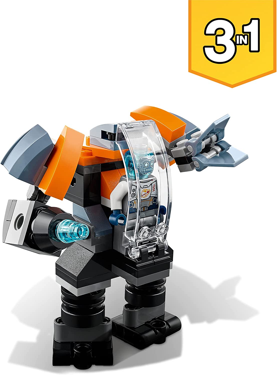 LEGO 31111 Creator 3-in-1 Cyber-Drohne - Cyber-Mech - Hoverbike Roboter Minifigur