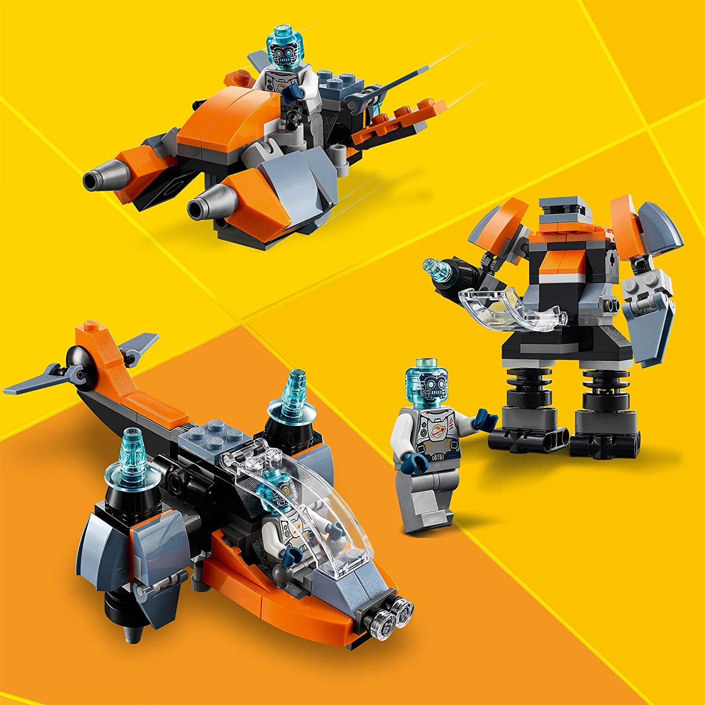LEGO 31111 Creator 3-in-1 Cyber-Drohne - Cyber-Mech - Hoverbike Roboter Minifigur