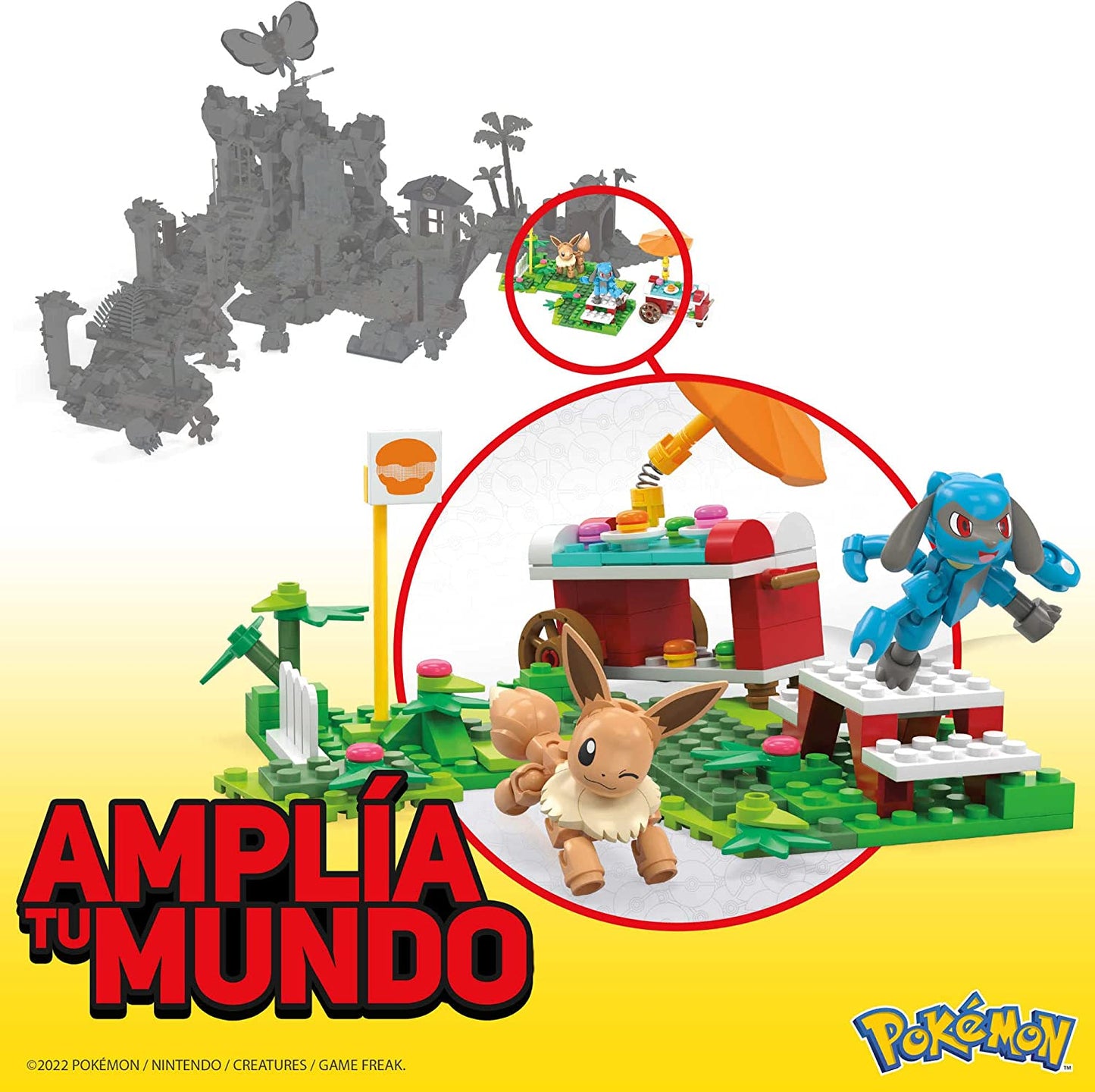 Mega Construx HDL80 - Pokémon Picknick Bauset 193 Teile Evoli und Lucario Spielzeug