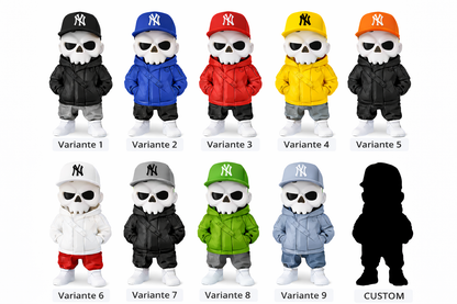 3D Totenkopf Figur mit Cap – Farben frei wählbar – Street Style Skull Deko