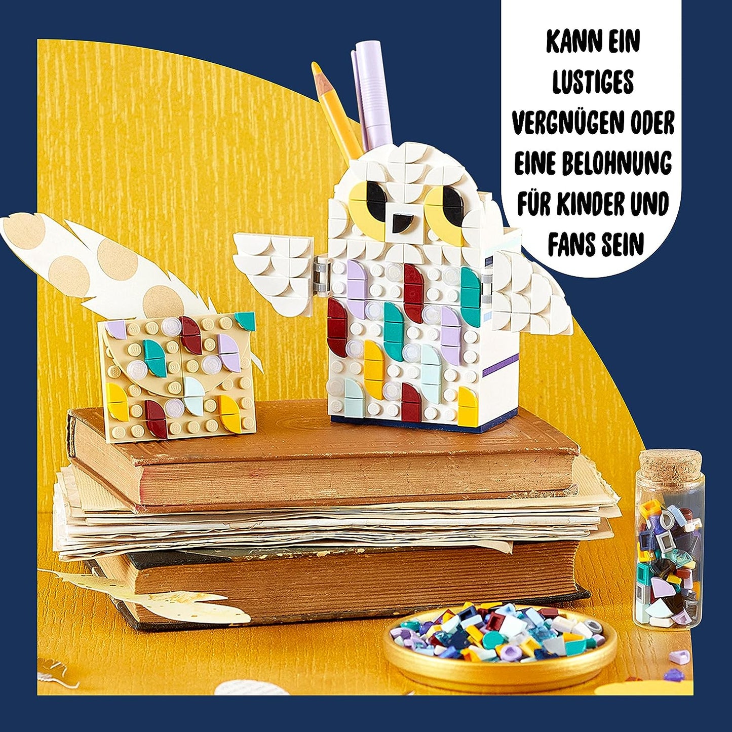 LEGO 41809 DOTS Hedwig Stiftehalter, Harry Potter Eule Schreibtisch-Accessoires Schule