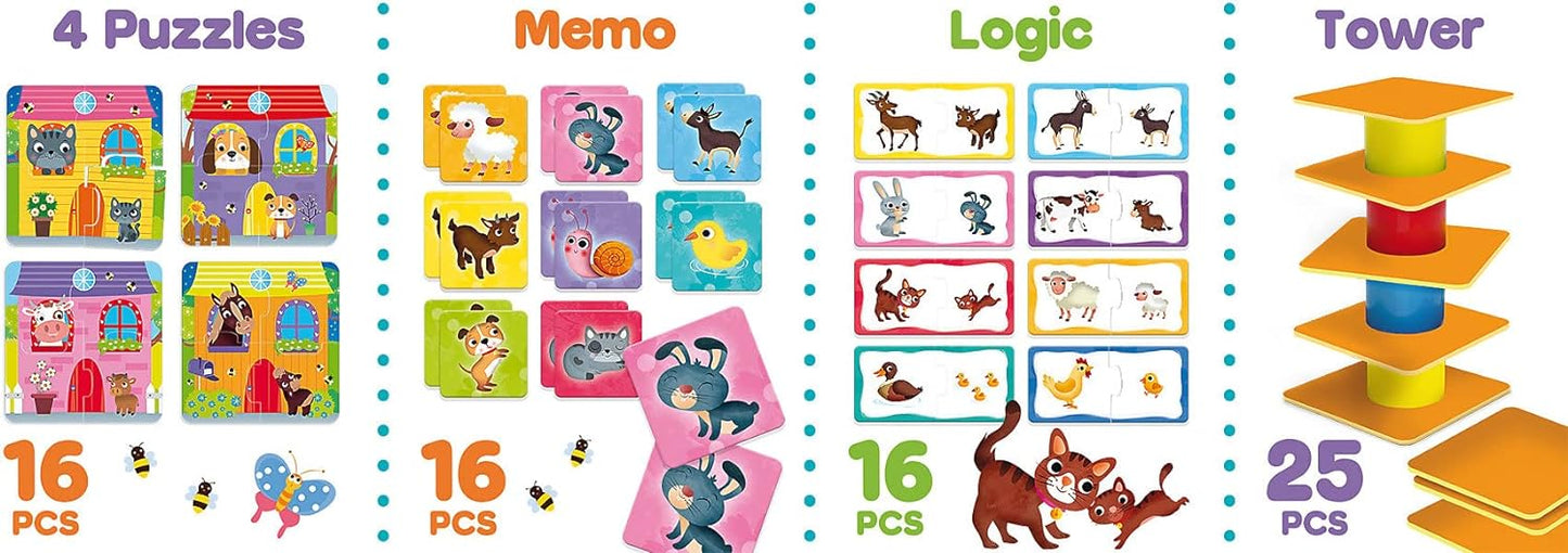 Lisciani 79872 Carotina Baby 4in1 Kinder Memory Puzzles Tower Logic Spiel