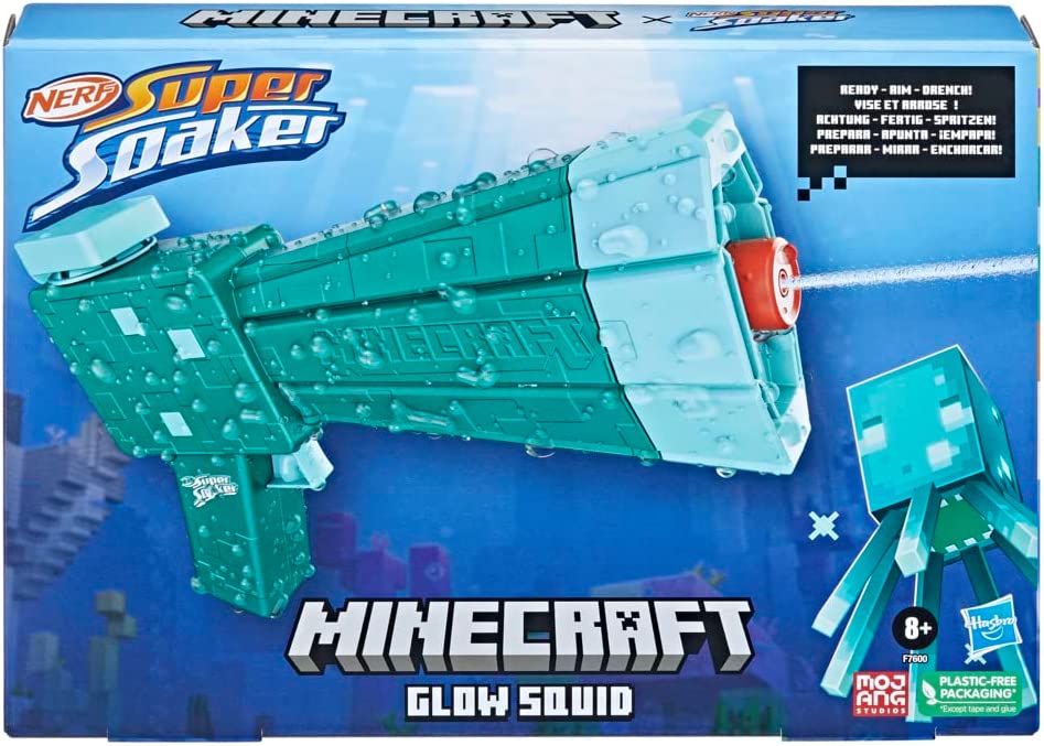 Nerf Super Soaker Minecraft Glow Squid Wasserblaster Wasserpistole Sommer Kinder Garten Spaß