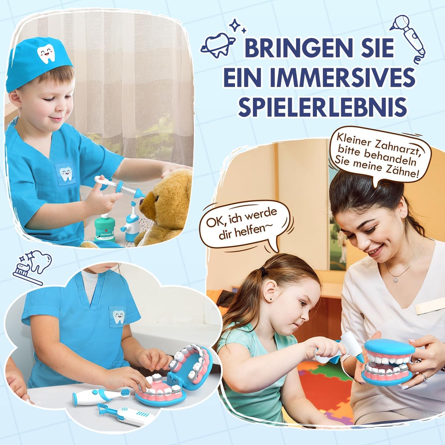 Lehoo Castle Arztkoffer Zahnarzt Kinder Doktor Rollenspiel Lernspielzeug Spiel - NEU