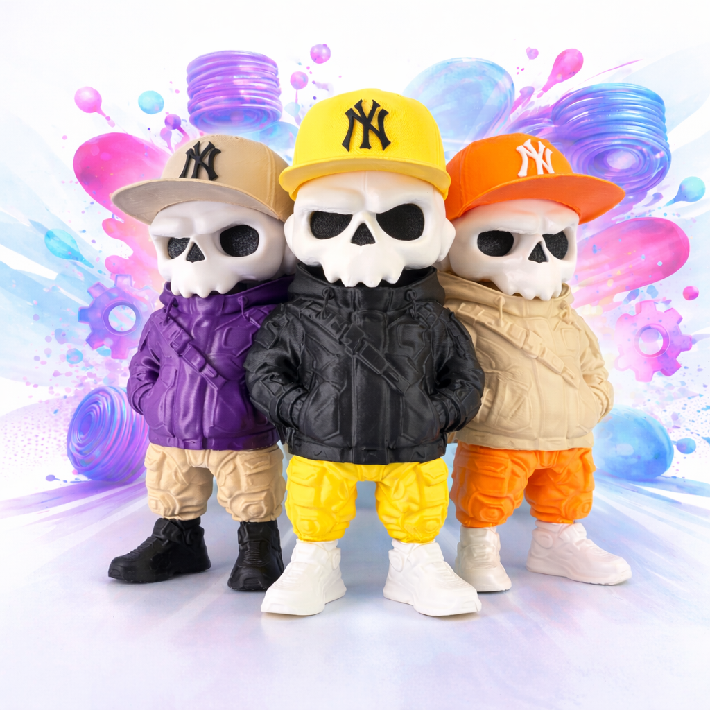 3D Totenkopf Figur mit Cap – Farben frei wählbar – Street Style Skull Deko