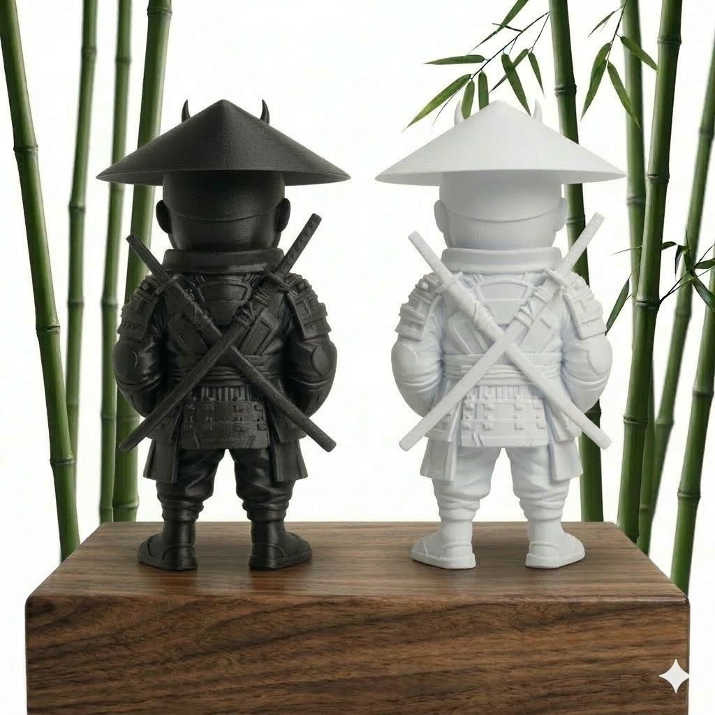 Samurai Totenkopf Figure Ninja 3D  PLA – schwarz & weiß zur Auswahl – Skull Deko Statue