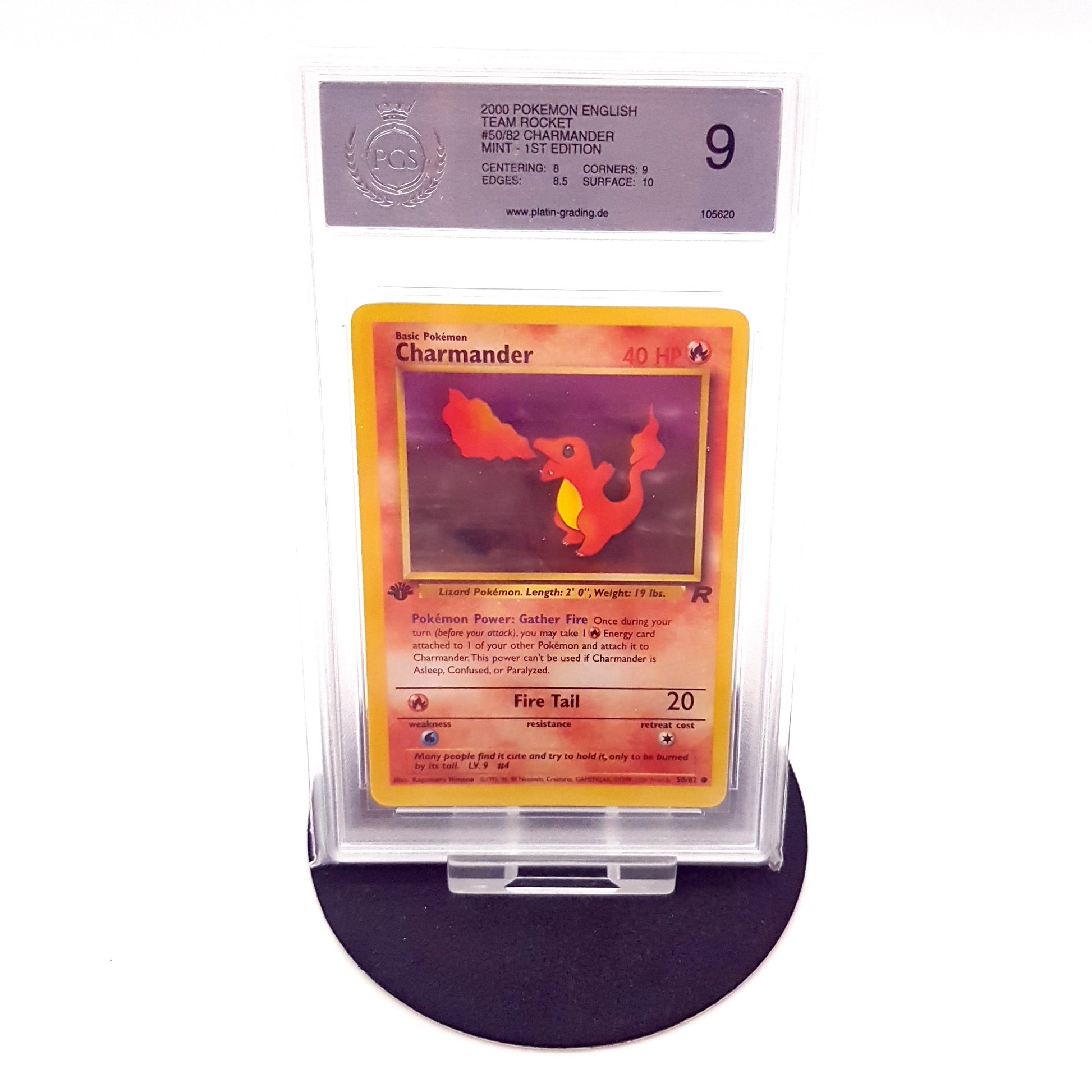 Pokemon Charmander 50/82 1st Edition Team Rocket englisch PGS Grading 9 Mint+