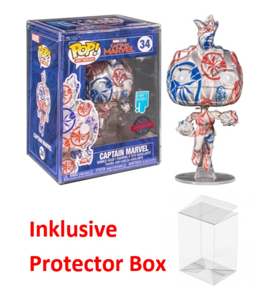 FUNKO POP Marvel #34 Captain Marvel Art Series Special Figur sealed + Protector Box