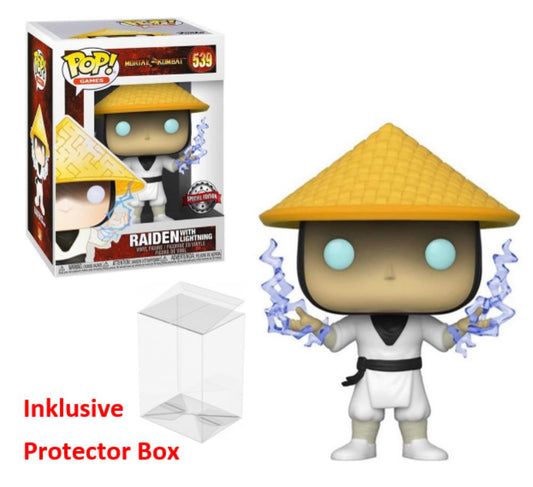 FUNKO POP Mortal Kombat #539 Raiden Lightning Special Figur sealed + Protector Box