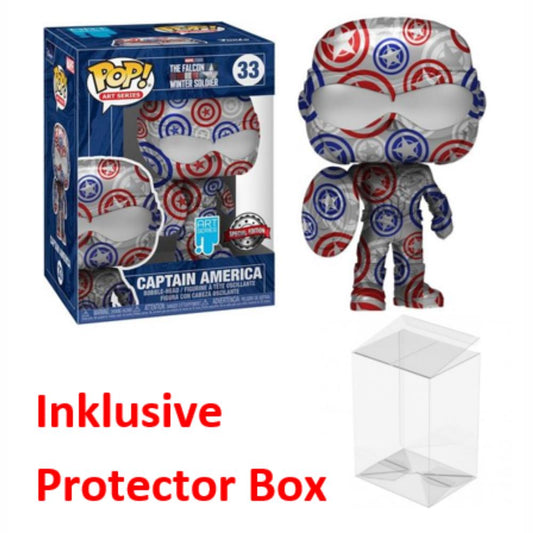 FUNKO POP Marvel Avengers #33 Captain America Special Art Figur NEU + Protector Box