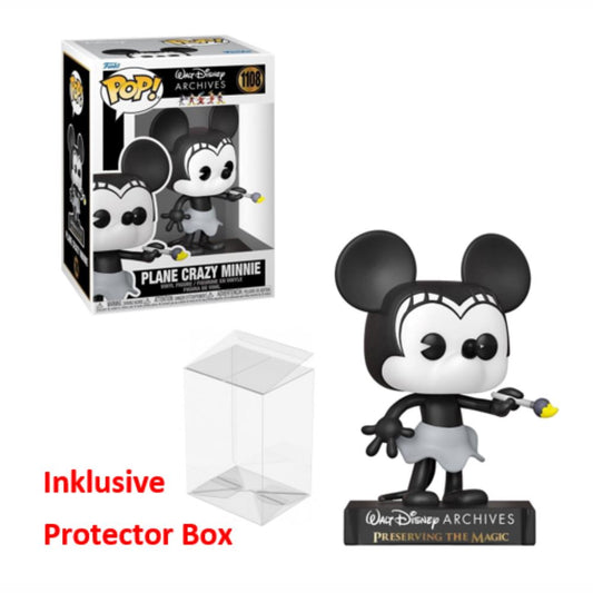 FUNKO POP Walt Disney Archives #1108 Plane Crazy Minnie Figur NEU + Protector Box