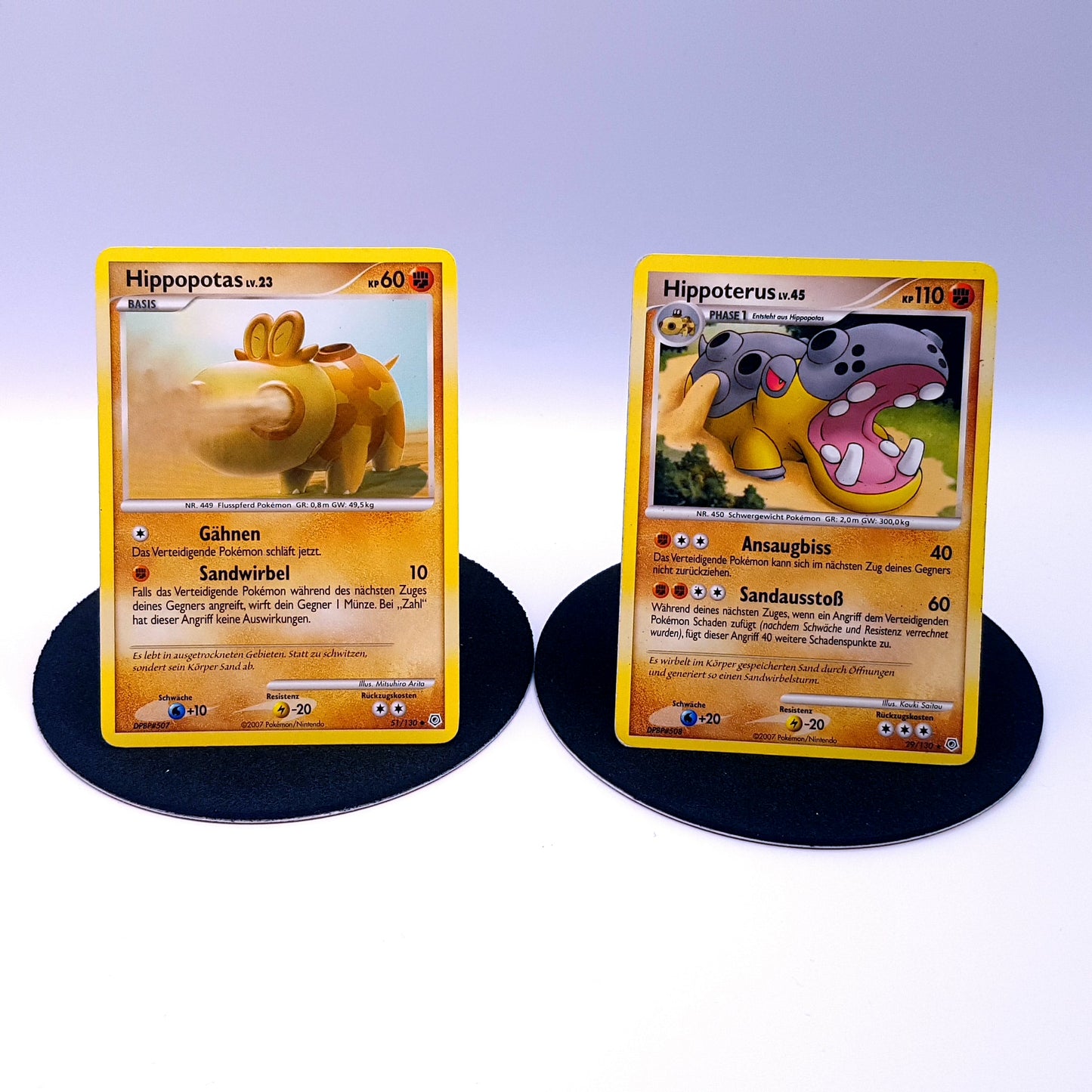 Pokemon Karten Hippopotas 51/130 & Hippoterus 29/130 Diamant & Perl 2007