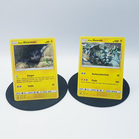 Pokemon Karten Alola-Kleinstein 32/111 & Alola-Georok 33/111 Mint DE