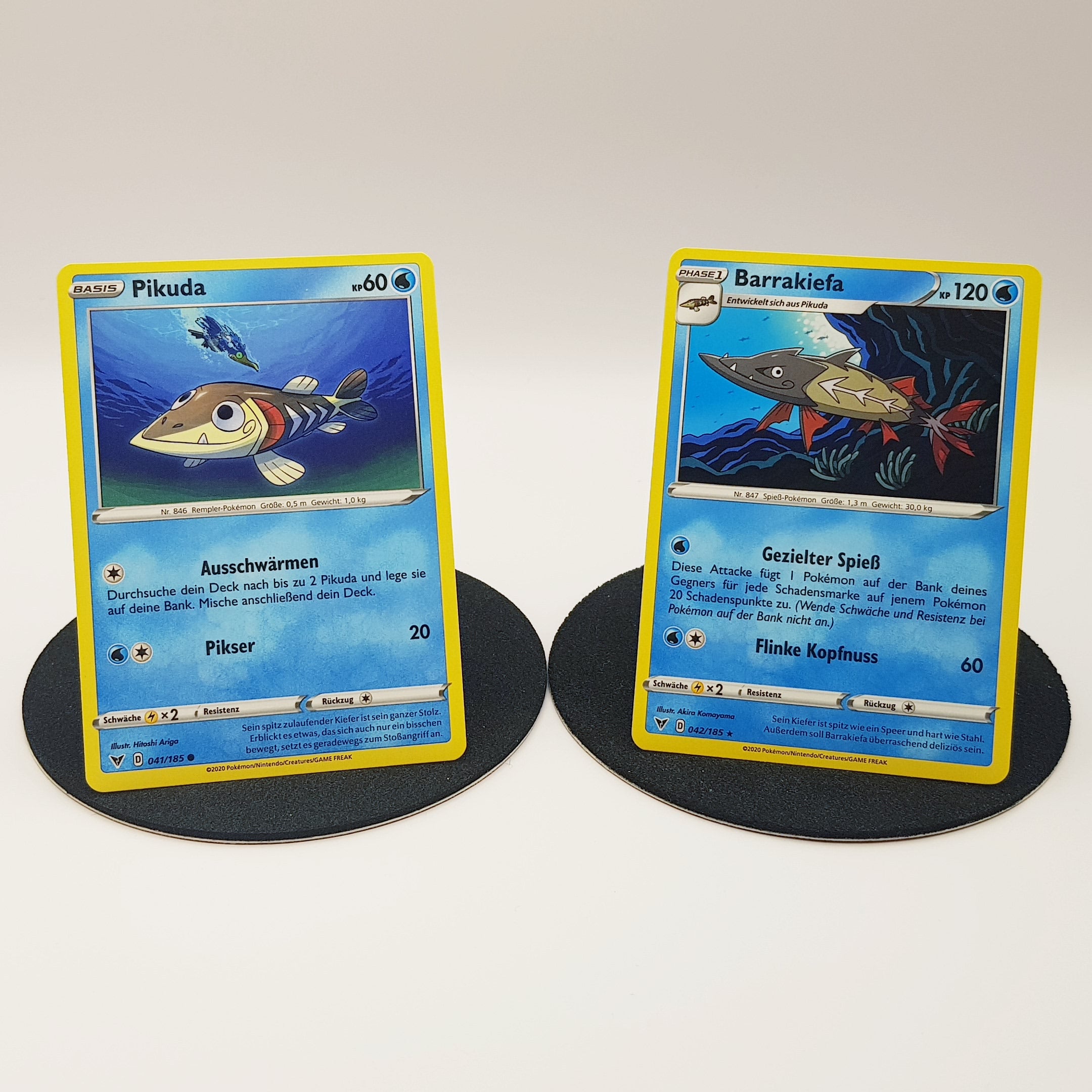 Pikuda Fish Pikuda 041/185 & Barrakiefa 042/185 rare - Schwert & Schild - Farbensc ...
