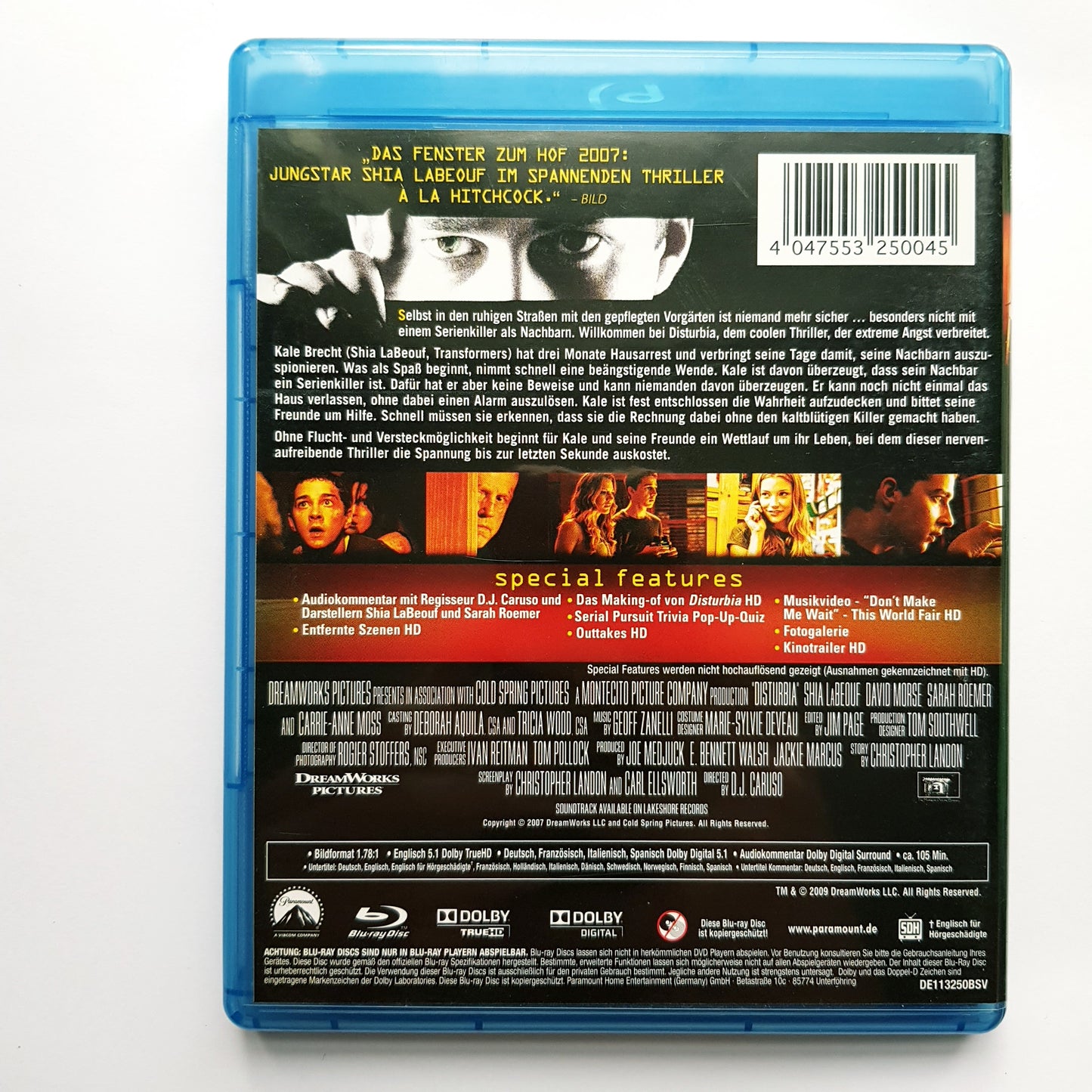 Disturbia - Auch Killer haben Nachbarn - Blu Ray Zustand sehr gut