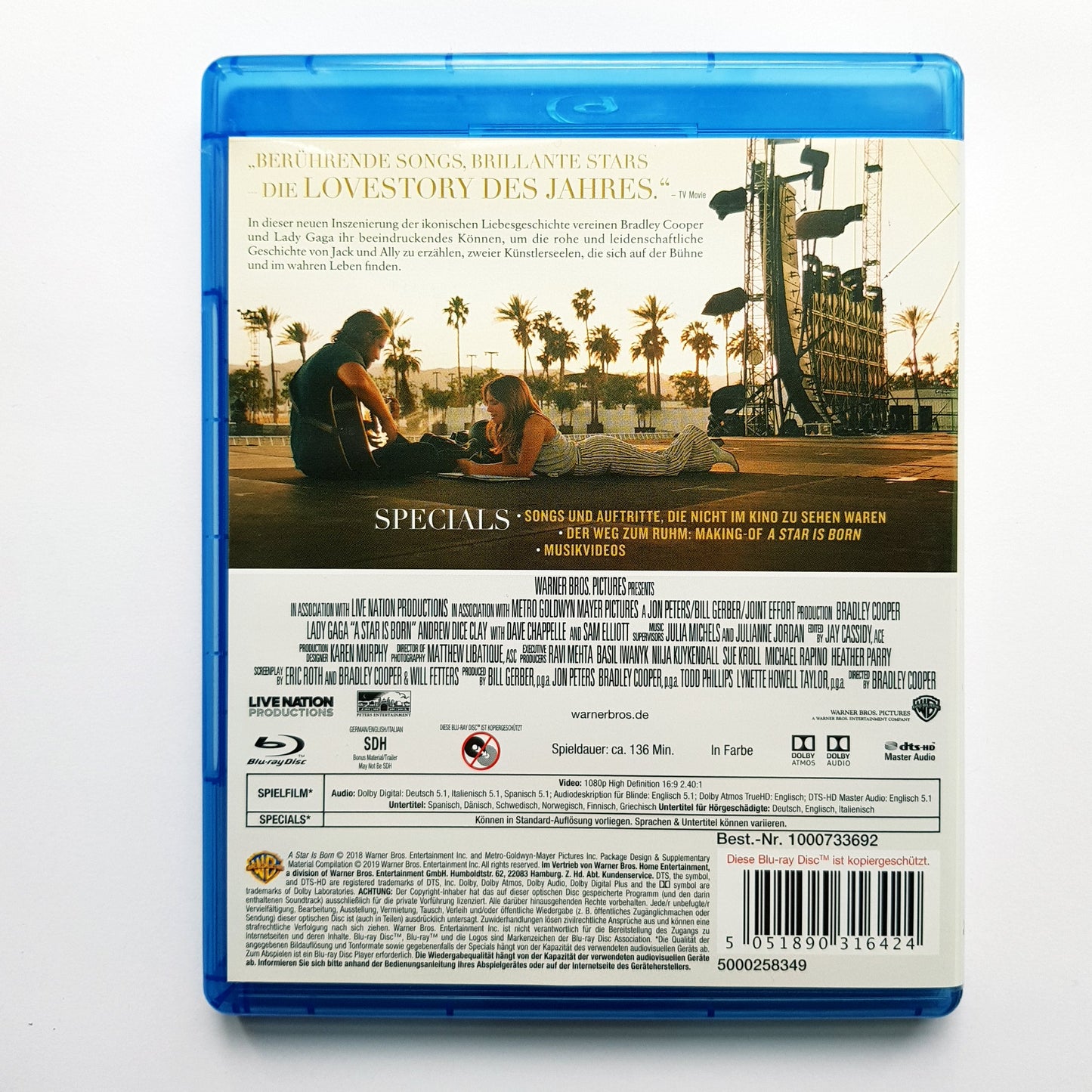 A Star is born - Bradley Cooper & Lady Gaga - Blu Ray Zustand sehr gut