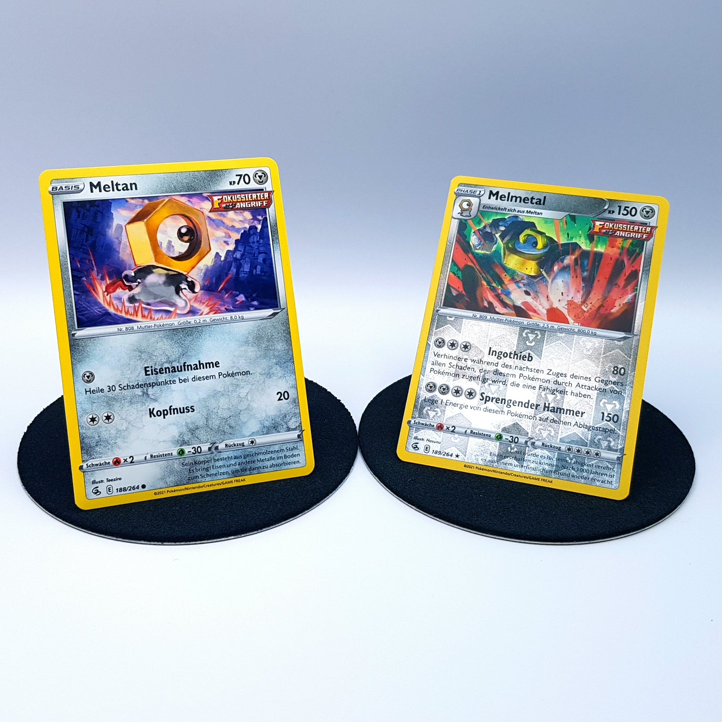 Meltan 188/264 Meltmetal 189/264 rare reverse holo Fusionsangriff 2019 DE Pokemon