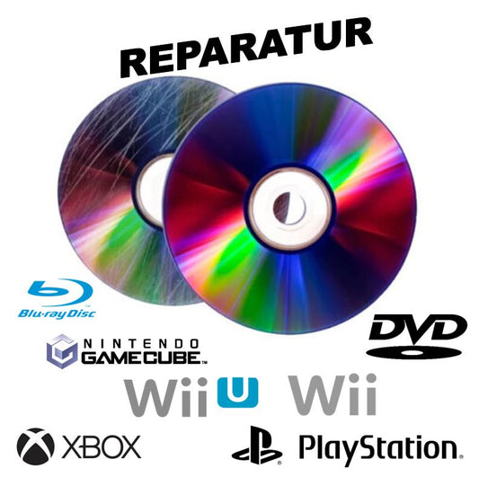 Disk Repair Reparatur (10x) CD DVD Blu Ray (auch für Nintendo Wii WiiU Xbox Playstation Gamecube)