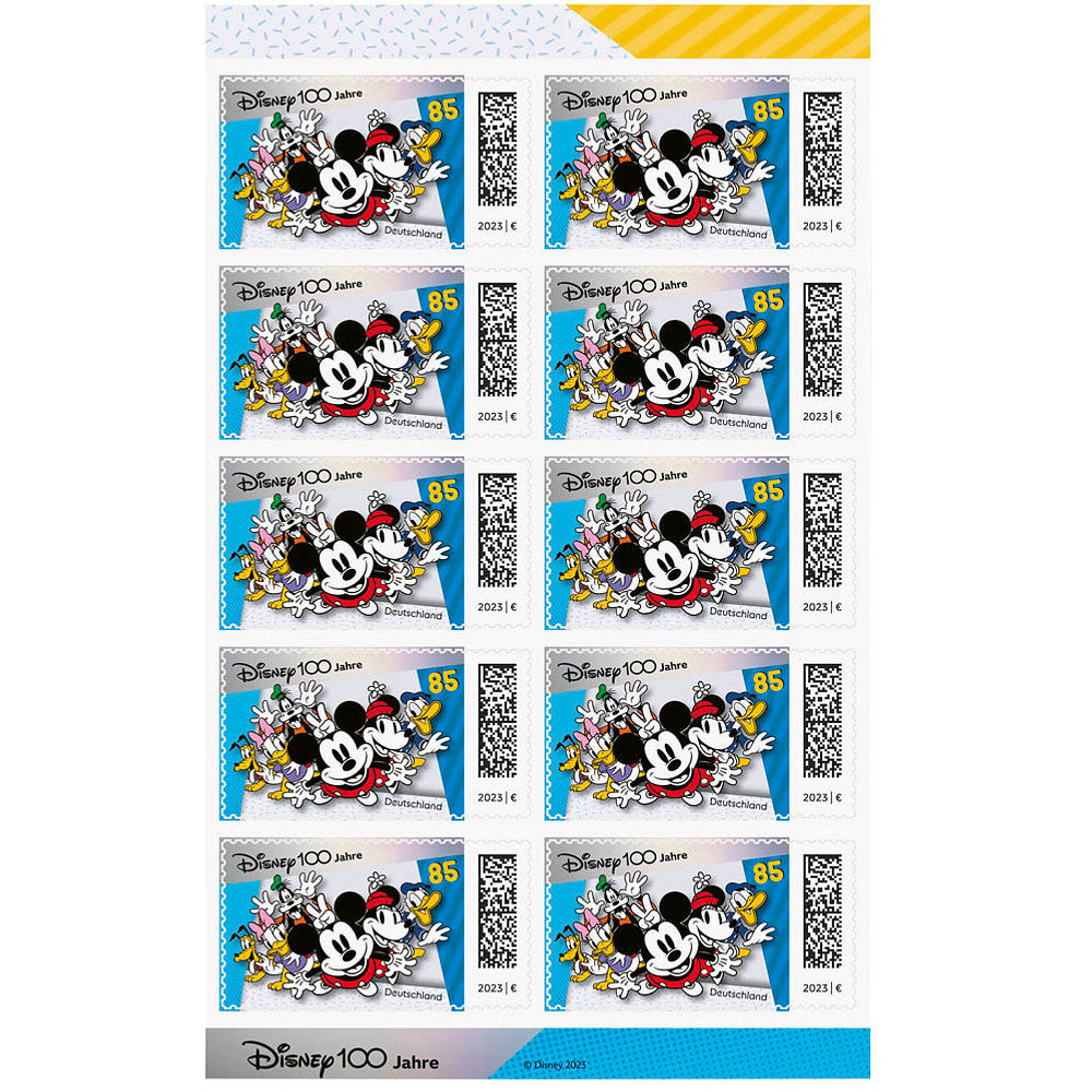 Briefmarken-Set 10 x 85ct Sondermarke 100 Jahre Disney 2023 - selbstklebend