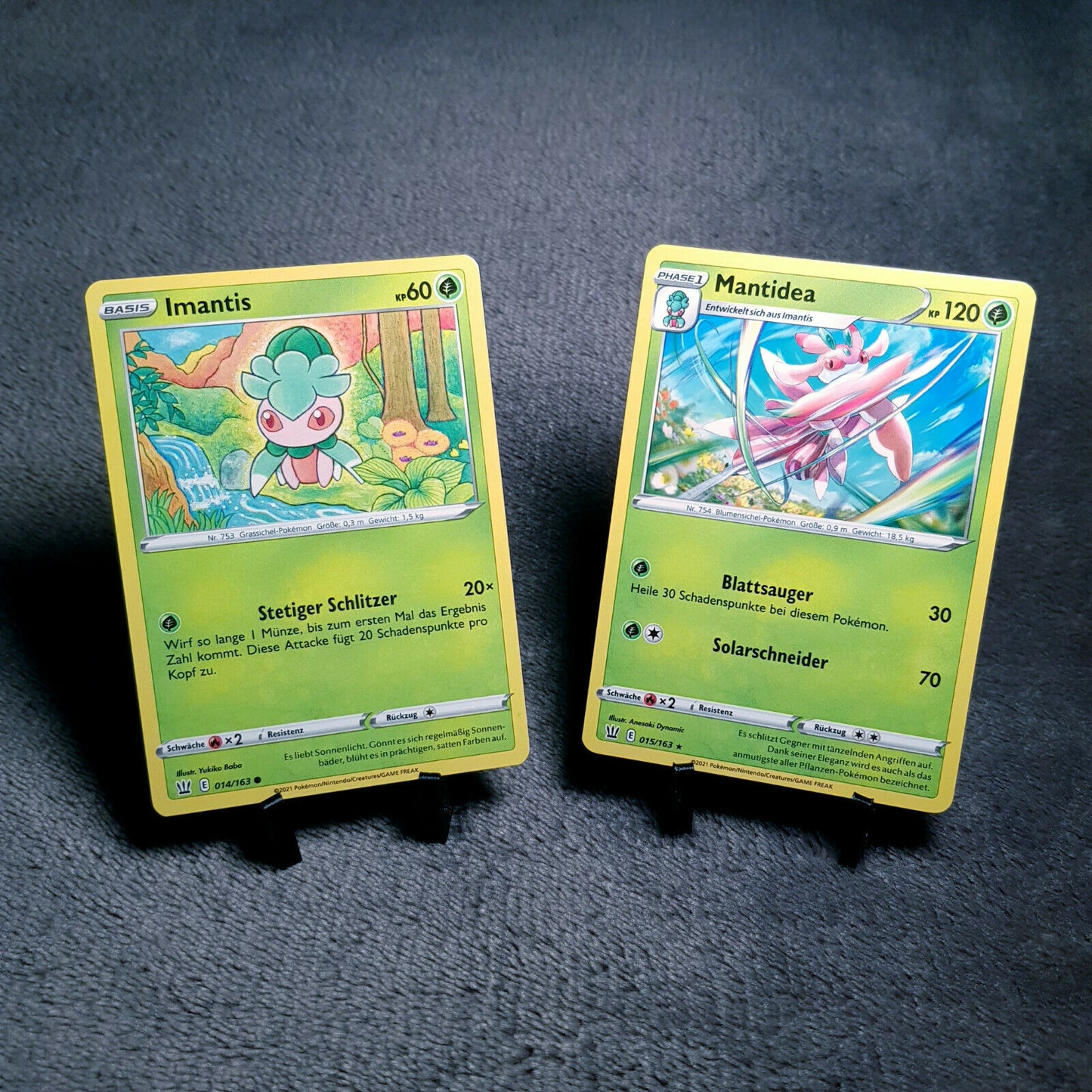 Pokemon Karten | Imantis 14/163 & Mantidea 15/163 rare | deutsch | mint