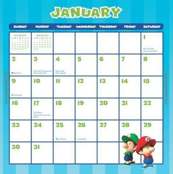 Super Mario Wandkalender / Kalender für Kinder 2022