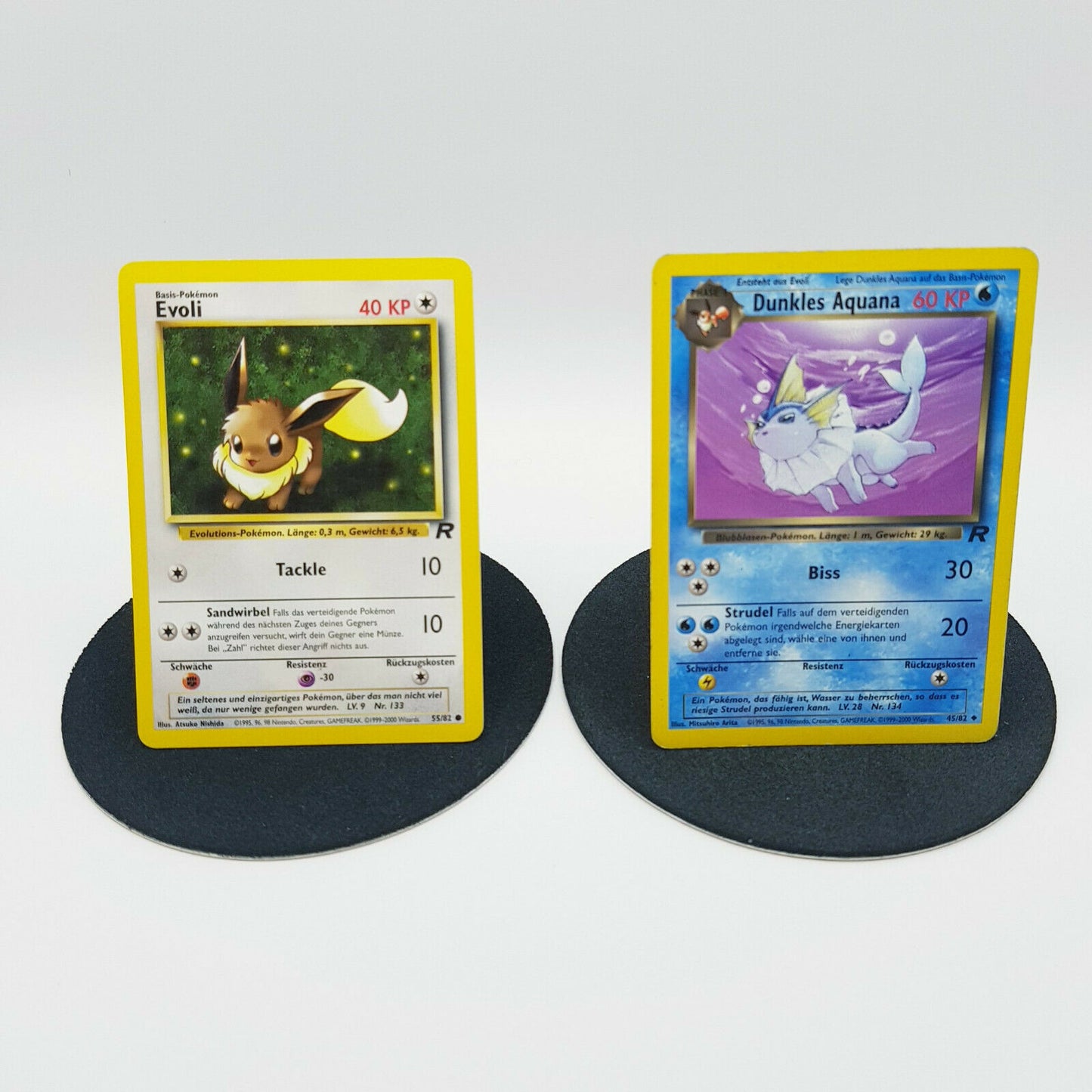 Pokemon Karte - Evoli 55/82 Dunkles Aquana 45/82 Team Rocket 2000 Near Mint