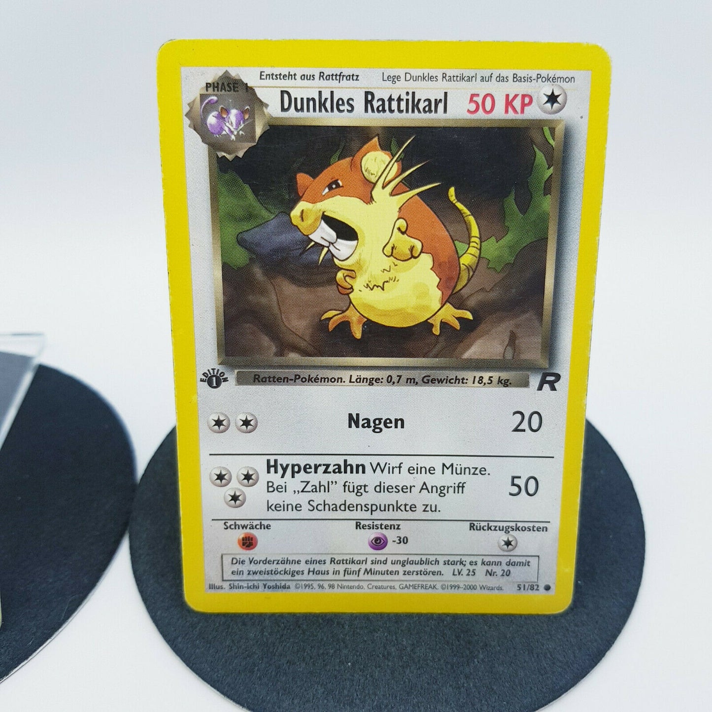 Pokemon Karte - Rattfratz 66/82 Dunkles Rattikarl 51/82 1. Edition Team Rocket